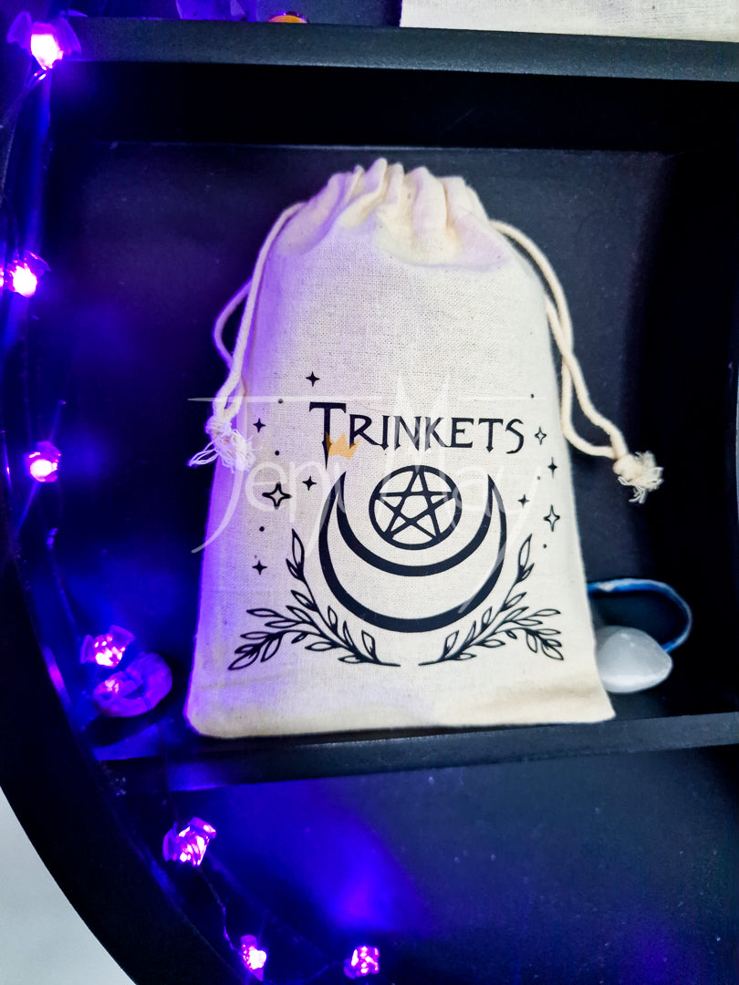Trinket Drawstring Crystal Pouch, Travel bag for crystals and trinkets