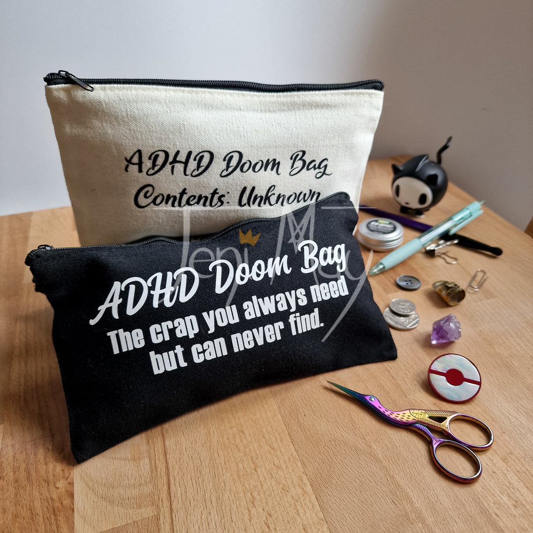 ADHD Doom Bag Travel organizer pencil case - Customisable Text
