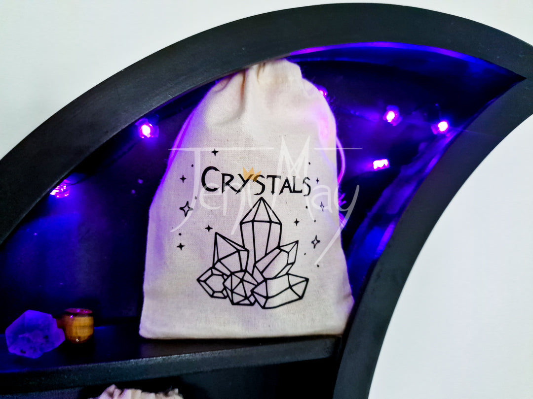 Drawstring Crystal Pouch, Travel bag for crystals and trinkets