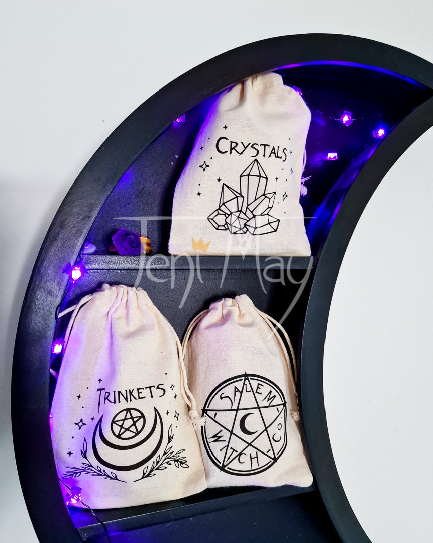 Drawstring Crystal Pouch, Travel bag for crystals and trinkets