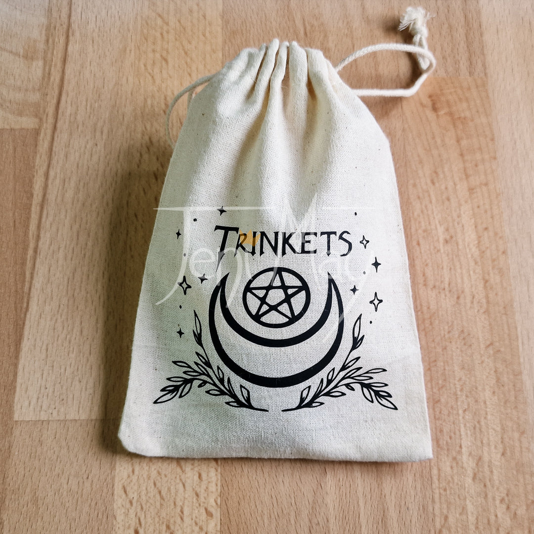 Trinket Drawstring Crystal Pouch, Travel bag for crystals and trinkets