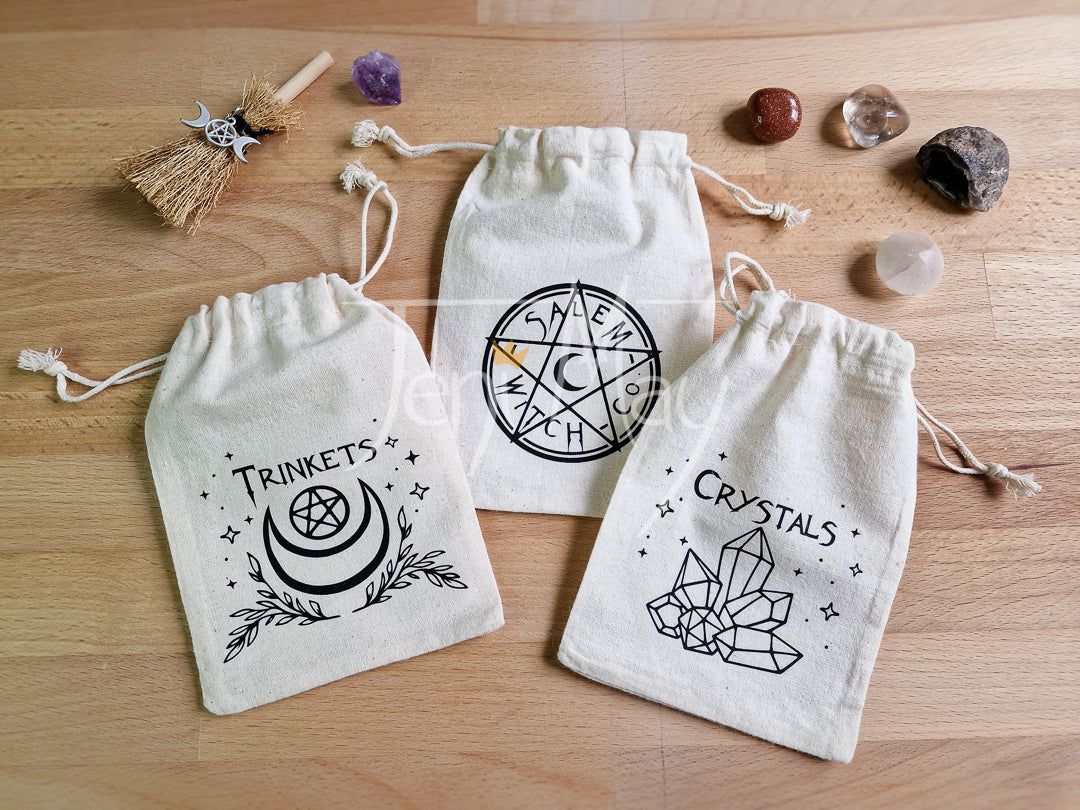 Trinket Drawstring Crystal Pouch, Travel bag for crystals and trinkets