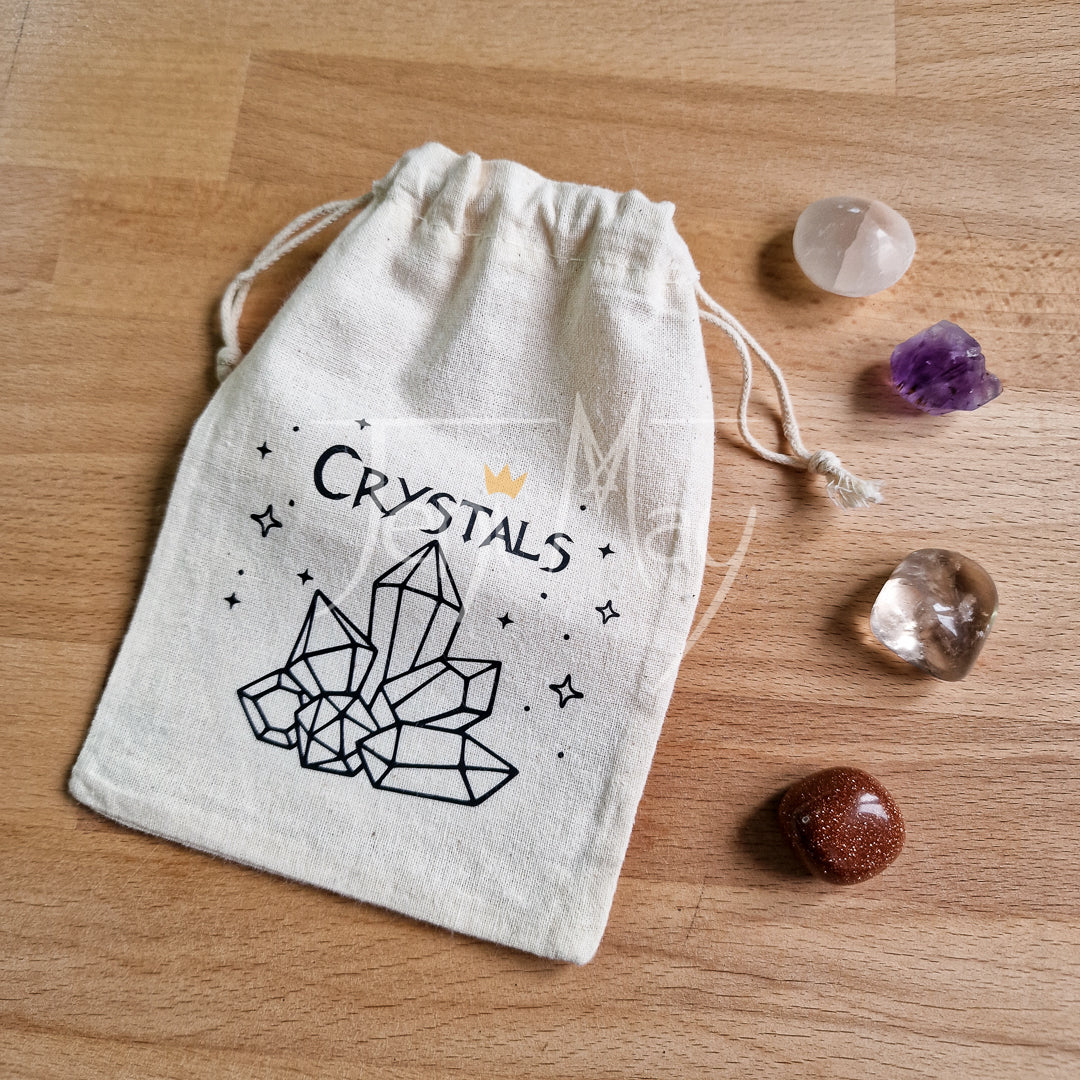 Drawstring Crystal Pouch, Travel bag for crystals and trinkets