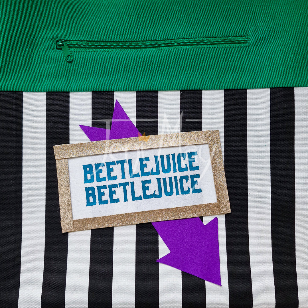 Striped 'Beetlejuice' Cross-body Tote Bag - Customisable